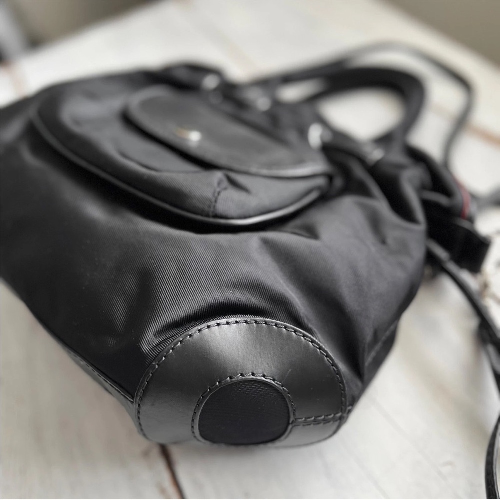 LANCEL "Miss Lancel" Black Leather /Nylon Handbag Hobo Purse Bucket Bag Paris - Picture 11 of 16